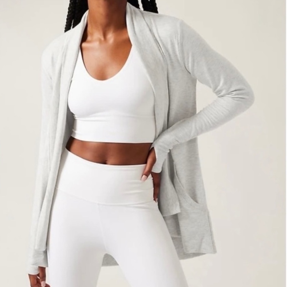Athleta | Pranayama Wrap Cardigan in Light Grey Heather Size Small Tall